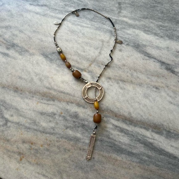 Vintage boho beaded pendant chain - Picture 2 of 6